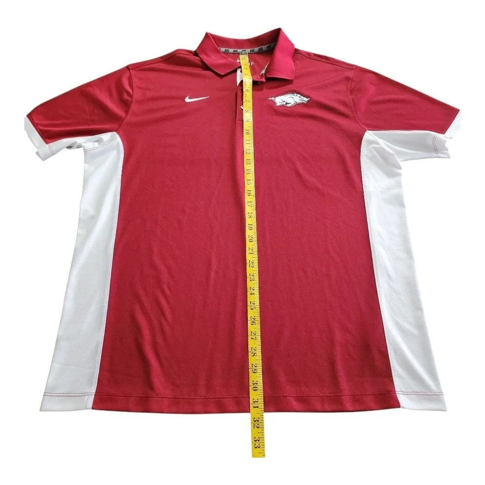 NWOT Nike Arkansas Razorbacks Polo Shirt Men's XL Swoosh Red White Hogs Golf Tee